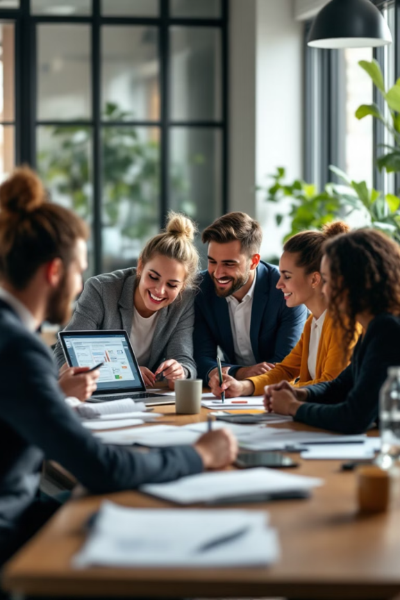 People working together around a table